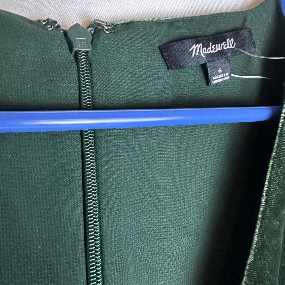 Madewell Dark Green Velvet Mini Dress - Picture 9 of 11